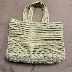 H&M Elegant Cream Woven Tote Bag